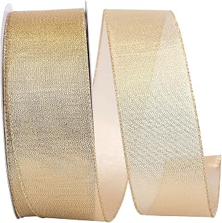 Reliant Ribbon Lame Glimmer Wired Edge Ribbon, 2-1/2 Inch X 50 Yards, Gold