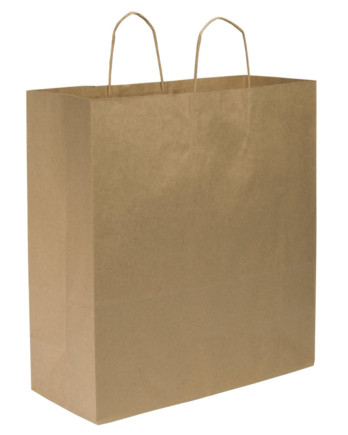 Duro ID# 87148 Cargo Shopping Bag 70# 100% Recycled Natural Kraft 200pk 18 x 7 x 18-3/4