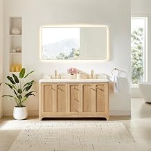 ALTAIR Milner 60" Wood Vanity in Brushed Oak with White Engineered Stone Top no Mirror