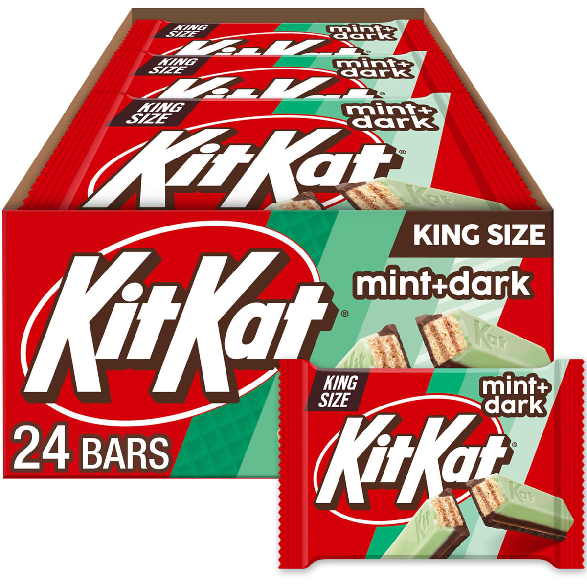 DUOS Dark Chocolate Mint Wafer King Size by Kit Kat – 3 Ounce (Pack of 24), Pack of 24, Model 20034000318258