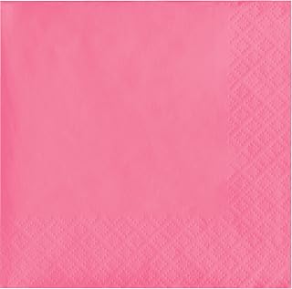 Creative Converting 50-Count Touch of Color 3-Ply Paper Beverage Napkins, Candy Pink, 573042B