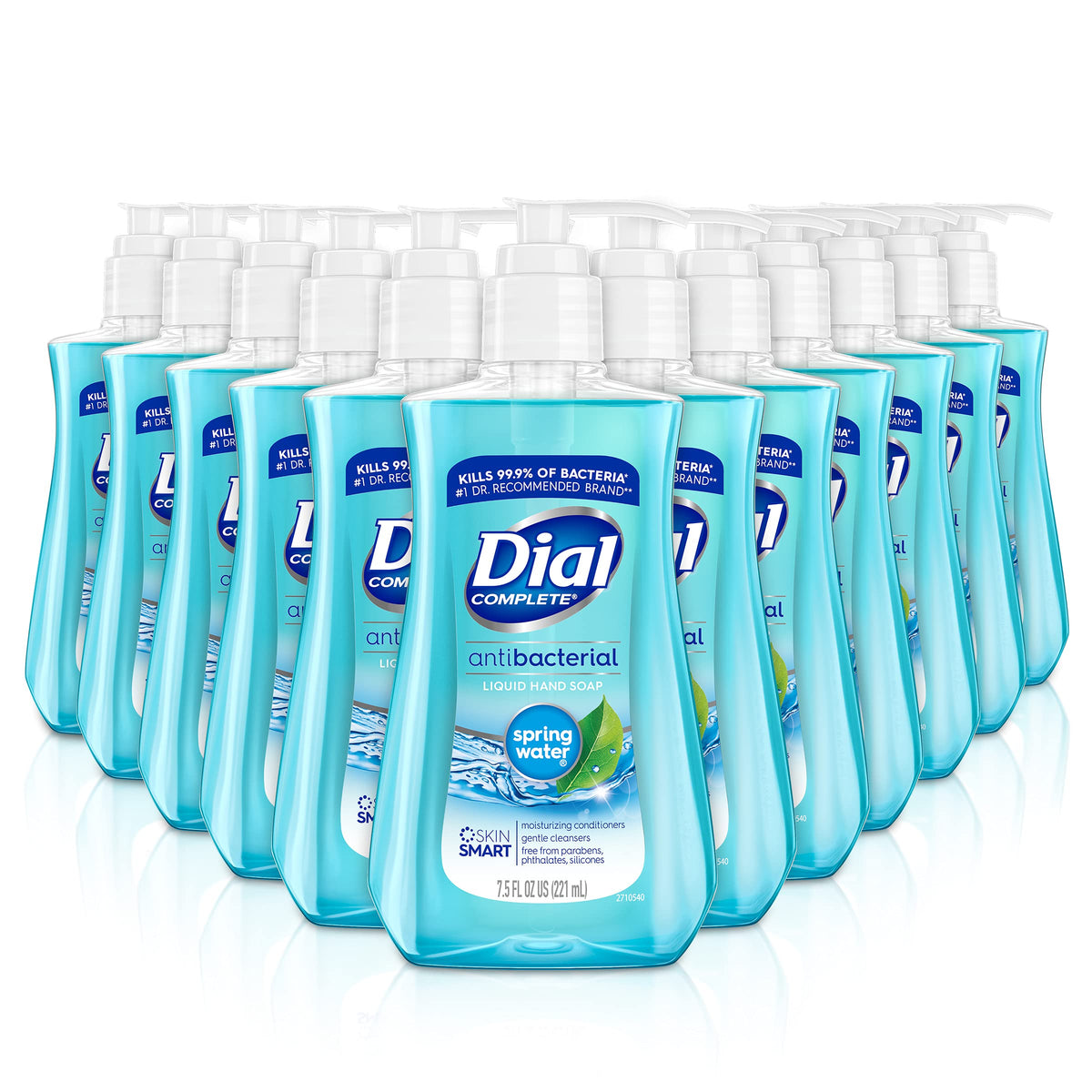 Antibacterial Liquid Hand Soap Spring Water 7.5oz by Dial – 7.5 Fl Oz (Pack of 12), Blue, Pack of 12, Model 02670CT