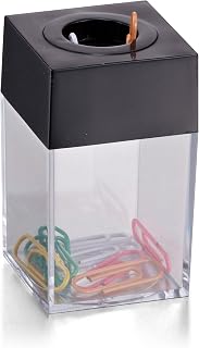 Officemate Small Clip Dispenser with Magnetic Top, Clear/Black (93687)