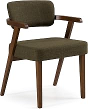 Sacks - Mid-Century Modern Green Fabric & Walnut Dining Chair