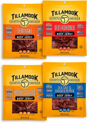 TILLAMOOK COUNTRY SMOKER Variety Pack / 2.5 Ounce (Pack of 48) / 4 Pack (Old Fashioned, Teriyaki, Sea Salt & Pepper, Honey Gl Jerky