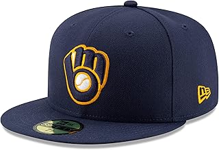 New Era 59Fifty Hat Milwaukee Brewers Glove Navy Blue Alt2 Fitted Cap (7