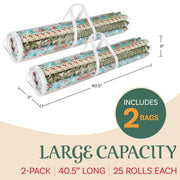 Elf Stor Gift Wrap Organizers, 40.5 x 9 Inches, Clear, Set of 2