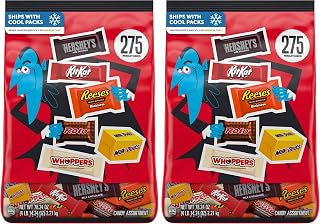 HERSHEY'S Hershey Miniatures Assorted Flavored, Halloween Candy Bulk Bag, 78.24 oz, 275 Pieces (Pack of 2)