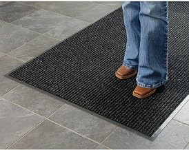 Apache Mills Deep Cleaning Ribbed 3'W Roll Entrance Mat, Charcoal