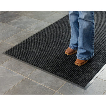 Deep Cleaning Ribbed 4'W Roll Entrance Mat by Apache Mills – Polypropylene, Charcoal Gray, Model 0103312034X60