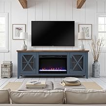 66 Inch Fireplace TV Stand for TVs up to 75 Inch, Two-Tone Finish