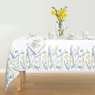 Lenox Wildflowers Border Tablecloth, Blue, 60" W x 84" L