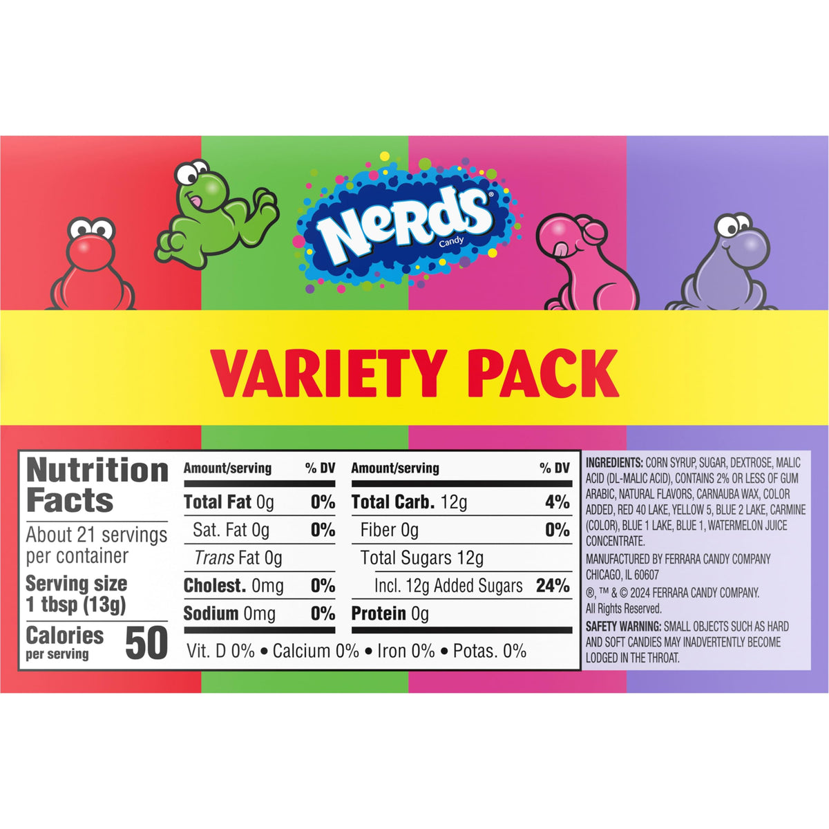 Candy, Dual Variety Pack, Grape & Strawberry, Watermelon & Cherry, Crunchy Fruity Chews, 9.9 oz (Pack of 72) by Nerds – 1.65 Ounce (Pack of 72), Assorted, Pack of 72