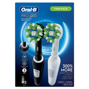 Pro 1000 CrossAction Electric Toothbrush by Oral-B – 2 Count (Pack of 1), Black & White, Model D16.523.1UH