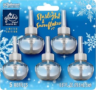 Glade PlugIns Refills Air Freshener, Scented and Essential Oils for Home and Bathroom, Starlight & Snowflakes, 3.35 Fl Oz, 5 Count