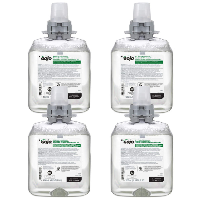 GOJO FMX-12 E1 Foam Soap Refill, Fragrance Free, 4ct x 1250 mL - 5167-04