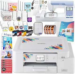 Brother SP-1 Sublimation Printer Bundle with PE900, Full Ink Set, 160 Sublimation Transfer Sheets, 50 Blanks, Tape and More