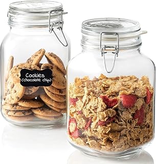 Bormioli Rocco Fido Glass Jar - 67.75 oz Large Airtight Containers with Clamp Lids & Rubber Seals, BPA-Free Italian Jar for Fermentation, Kombucha, Sauerkraut, Pickles, & Homemade Beverages (Set of 2)