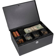 12-Inch Cash Box and 6 Compartment Tray with Key Lock by Barska – 12 Inch, 121.125 cubic_inches, Alloy Steel, Black, Model CB11792