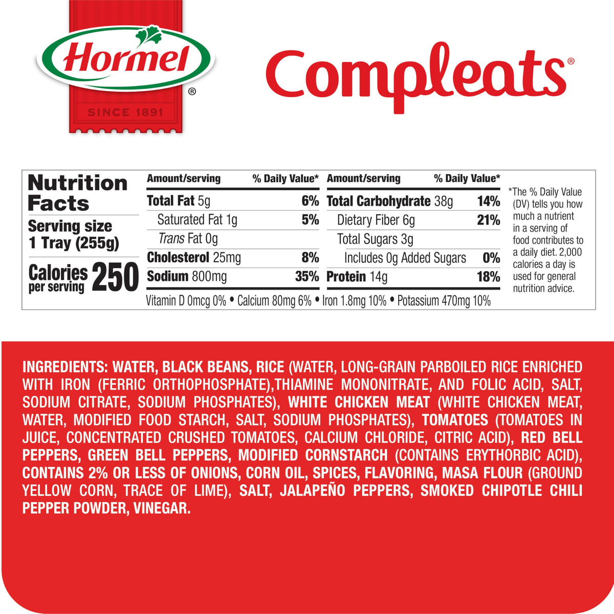 HORMEL COMPLEATS Chicken Burrito Bowl / 9 Ounce (Pack of 6) / 6 Seasoned Rice