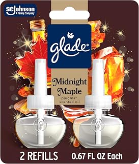 Glade PlugIns Scented Oil 2 Refills, Air Freshener, Midnight Maple, 1.34 fl oz, Pack of 2