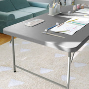 Kids 4.93 ft Plastic Folding Table by Flash Furniture – 30"W x 60"L x 19"H, Plastic, Plastic: Polyethylene, Metal, Granite Gray, Model RB-3060-KID-GY-GG
