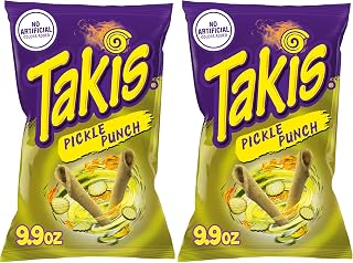 Takis Pickle Punch Sharing Size – Spicy Pickle Flavored Medium Tangy Rolled Tortilla Chips (Pack of 2)
