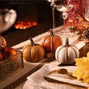 Valery Madelyn Resin Pumpkin Set, 3.5 Inch, White Brown