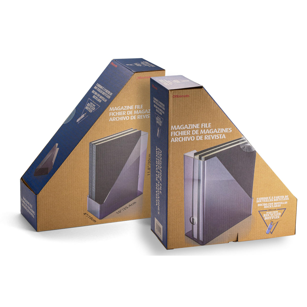 Recycled Magazine File by Officemate – 4" x 12" (Rectangular), Plastic, Smoke, Model 21510