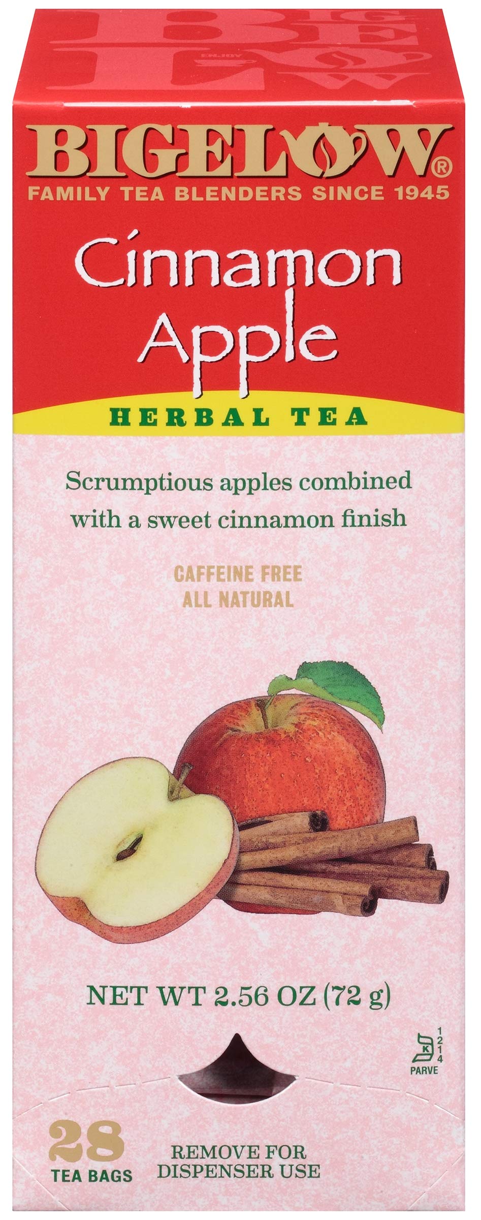 Bigelow Cinnamon Apple Herbal Tea Bags 28-Count Boxes (Pack of 6) Cinnamon Apple Hibiscus Flavored Herbal Tea Bags All Natural Non-GMO by Bigelow Tea – Model 11397