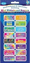 Ashley Productions Non-Magnetic Mini Whiteboard Erasers, Motivational/Character Building, Pack of 16