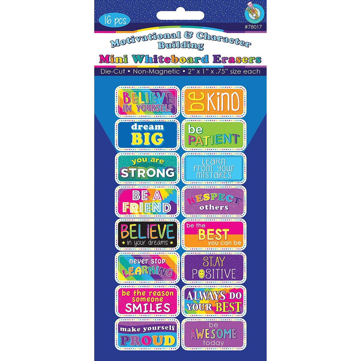 Productions Non-Magnetic Mini Whiteboard Erasers by Ashley – Foam, Multi, Model ASH78017