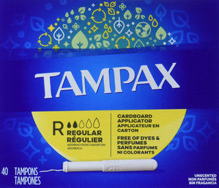 Cardboard Applicator Tampons by Tampax – 40 Count (Pack of 1), Cotton, Model 7301024751