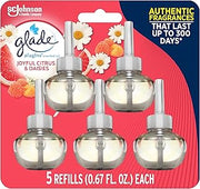 Glade PlugIns Refills Air Freshener, Scented and Essential Oils for Home and Bathroom, Joyful Citrus & Daisies, 3.35 Fl Oz, 5 Count
