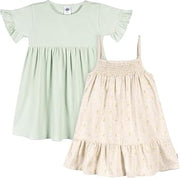 Gerber Girls' Toddler Short-Sleeve and Sleeveless Dress Set
