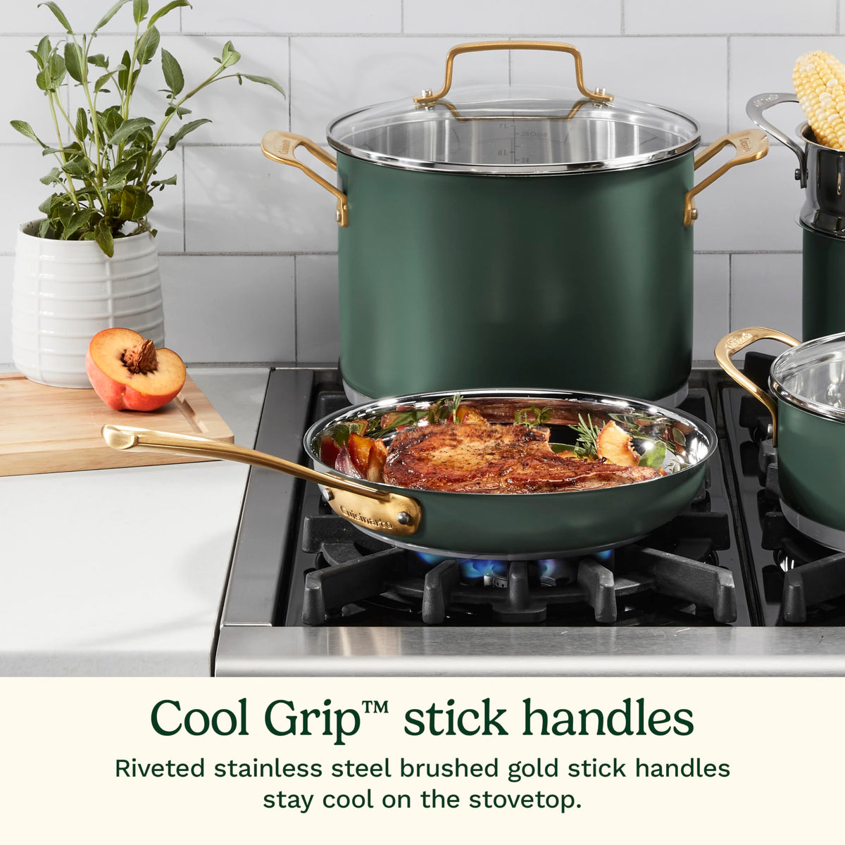 Cookware Set by Cuisinart – 11 piece set, Stainless Steel, Green, Model MT89G-11