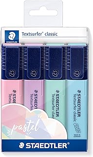 STAEDTLER 364 CWP4PA Textsurfer Classic Highlighter - Assorted Pastel Colours (Pack of 4)