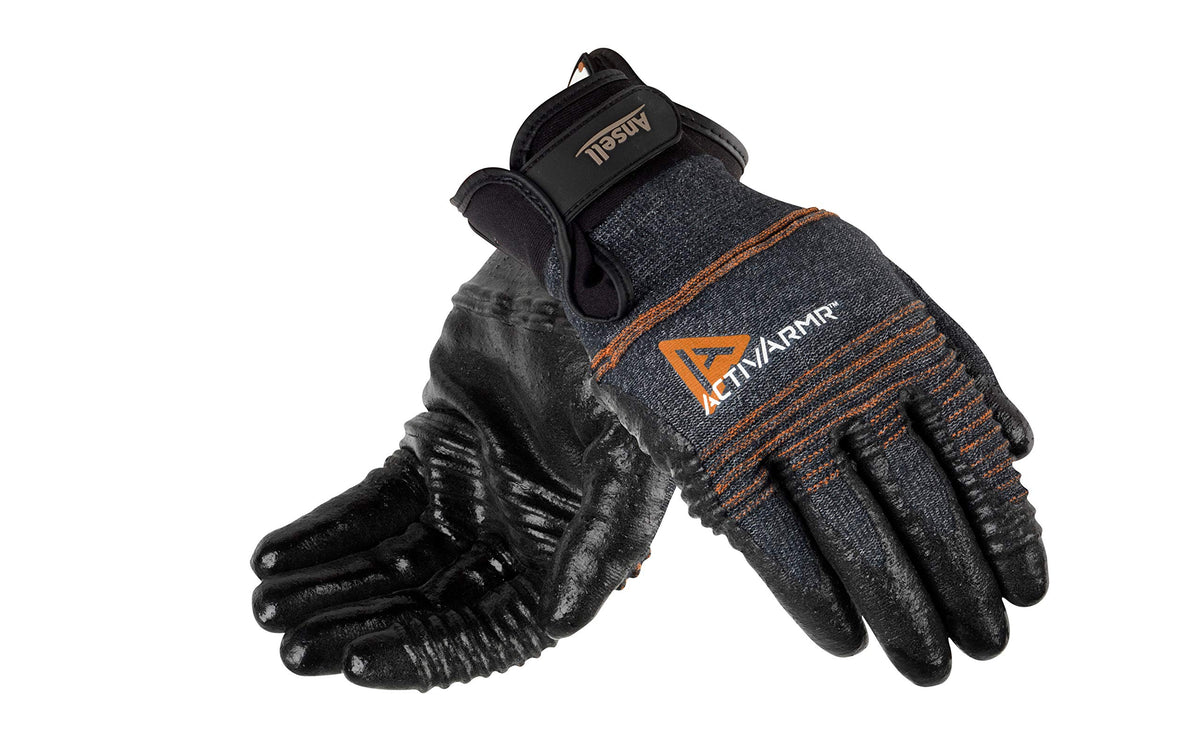 Ansell Large (Size 10) / (Pack of 1 Pair) / Black/Grey/Orange Safety Work Gloves