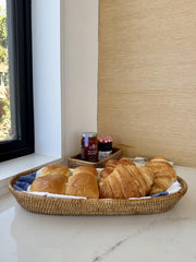 Kouboo La Jolla Rattan Bread Basket, Large Rectangular Tray, Honey Brown