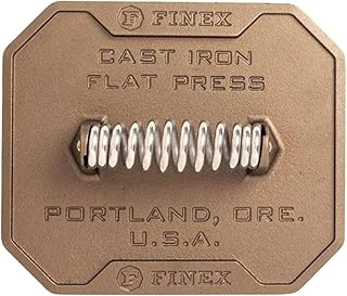 8" Flat Press, Cast Iron Flat Press, For Bacon, Veggies, Sausages & More, Stronger Searing, Pre-Seasoned Cast Iron, Compatible with FINEX Skillets, Grill Pans & Griddle