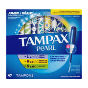 Pearl Tampons for Women Multipack by Tampax – Light/Regular/Super, Plastic, 47 Count, Model 7301000923