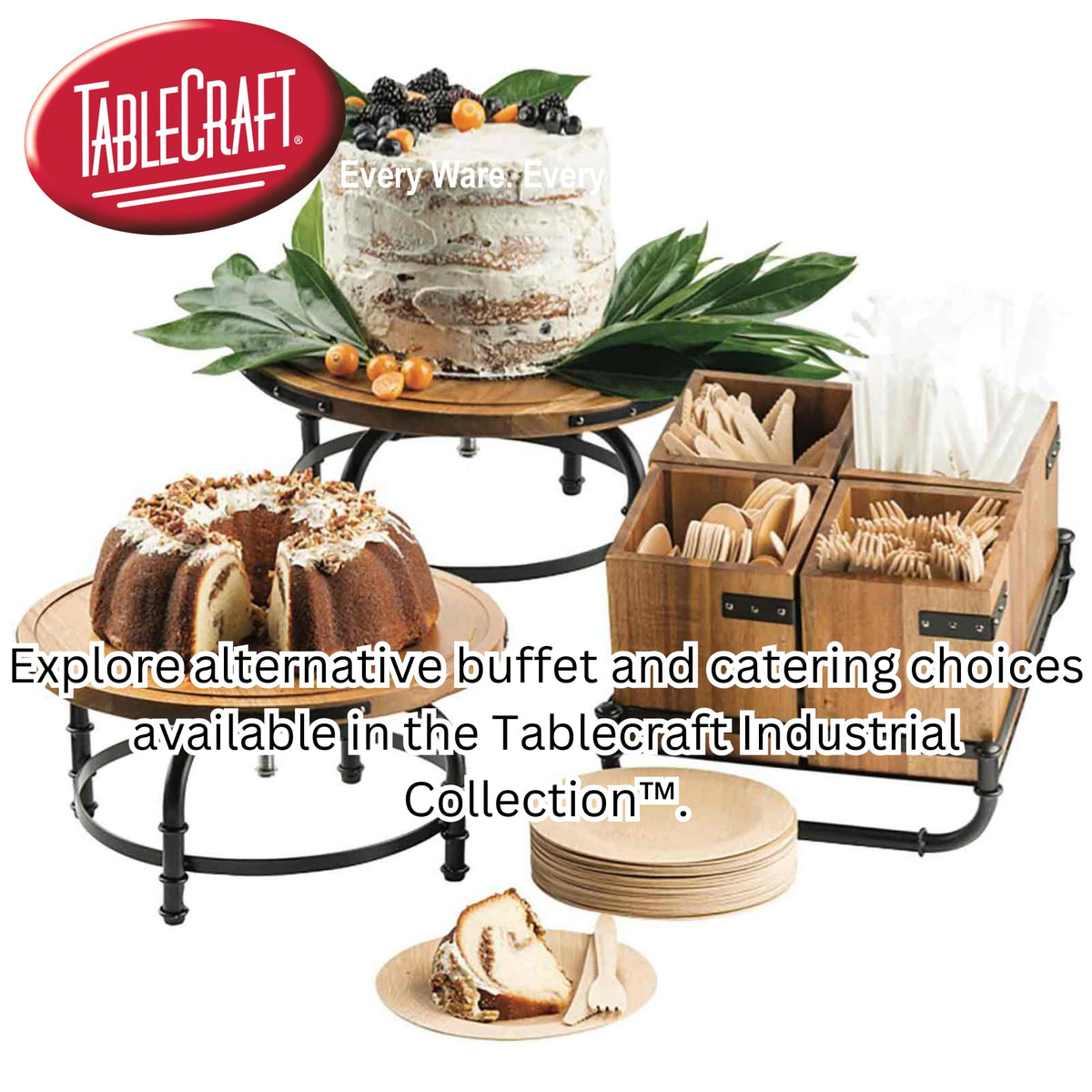 Collapsible 17.5 x 8" x 18" 2-Tier Display Stand by Tablecraft – One Size, Alloy Steel, Black, Model 10718