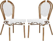 Flash Furniture PE Rattan Indoor/Outdoor Stack Chair, White/Gray, 2-Pack