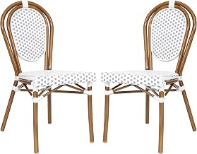 Flash Furniture PE Rattan Indoor/Outdoor Stack Chair, White/Gray, 2-Pack