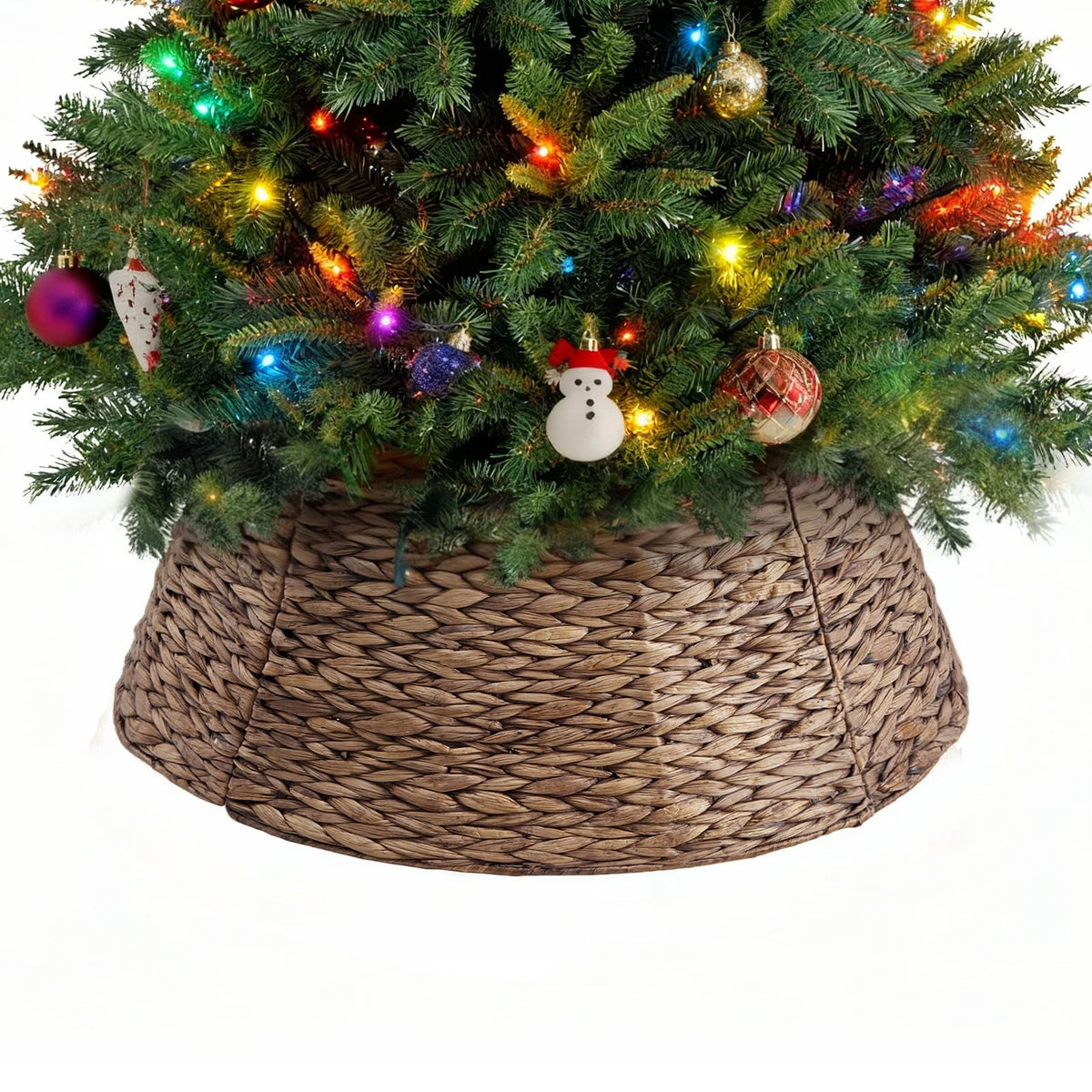 Sweetcrispy Tree Collar, 24 Inch Woven Hyacinth, Brown