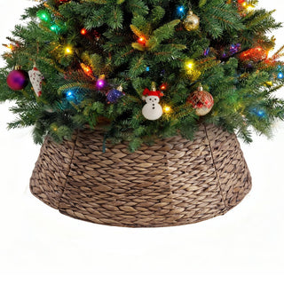 Sweetcrispy Tree Collar, 24 Inch Woven Hyacinth, Brown