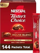 NESCAFÉ Taster's Choice, Instant Coffee Packets, Light Medium Roast Coffee, House Blend, 8 Boxes (144 Packets)