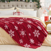 Bedelite Christmas Throw Blanket, Snowflake Pattern, Red, 50x60 Inches
