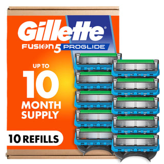 Fusion5 ProGlide Men's 5-Blade Razor Blade Refills with Precision Trimmer by Gillette – 10 Count (Pack of 1), Orange