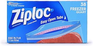 Ziploc Freezer Bags with New Grip 'n Seal Technology, Quart, 38 Count, Pack of 3 (114 Total Bags)